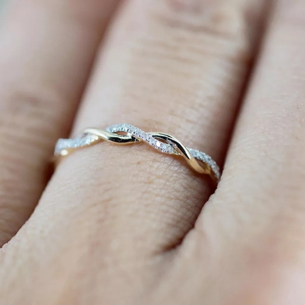 Dainty Rose Gold Tone Twist Classical  Ring A8 - Picture 3 of 3